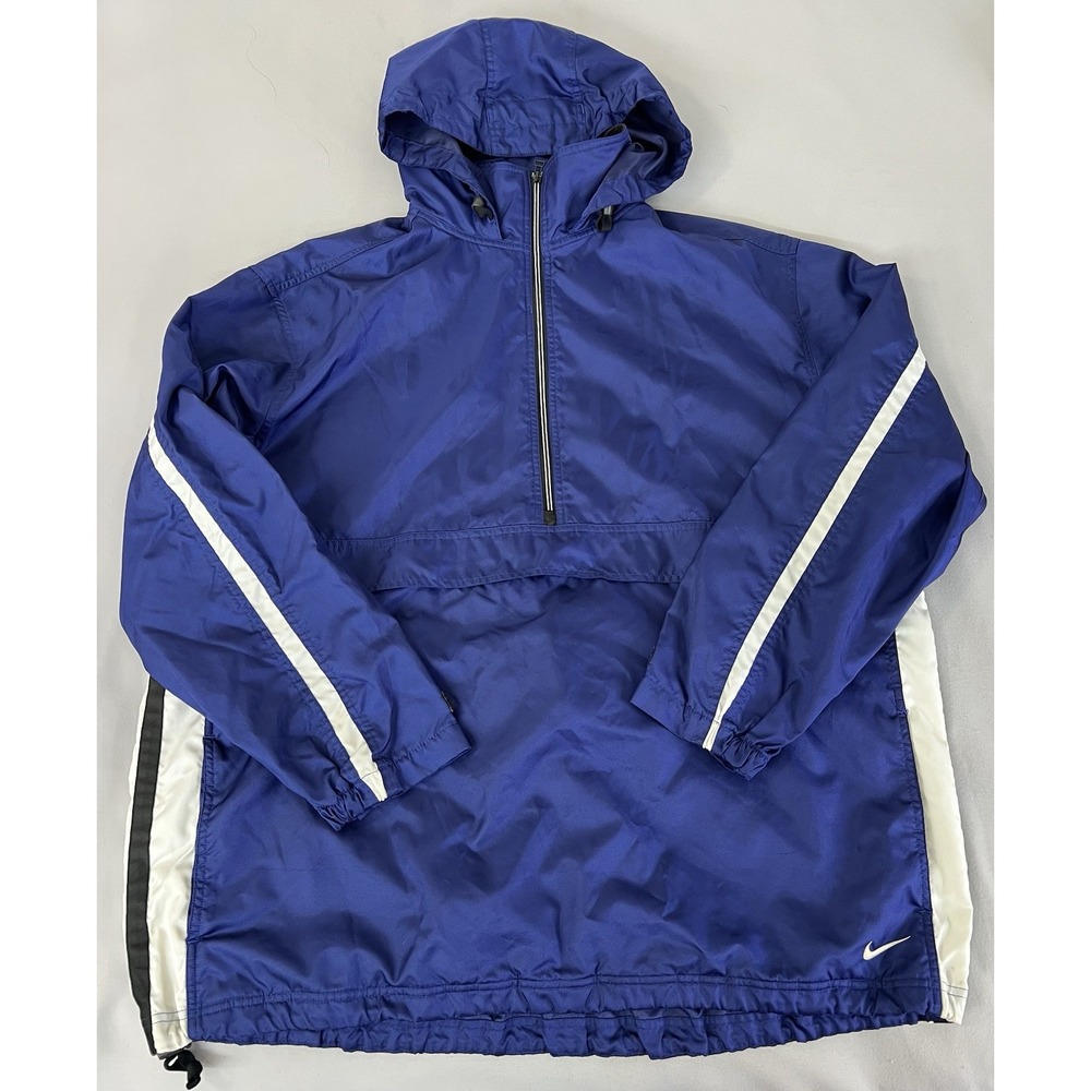 VTG Nike Blue Ashe 1/2 Zip Hooded Windbreaker Jacket‎ Rare Adult Sz  XXL Y2K